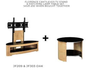 Carrara – Florence Oak Cantilever Tv Stand & Matching Lamp Table Set