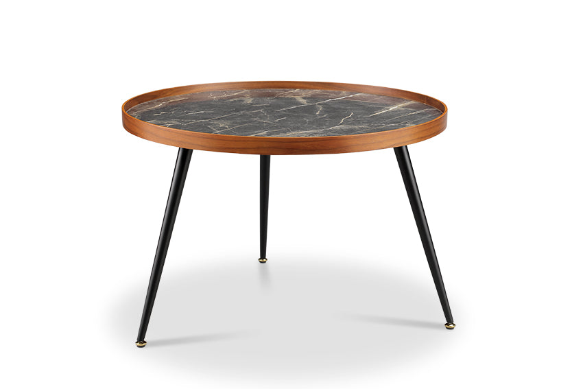 Siena Walnut & Black Marble Coffee Table - Main Image