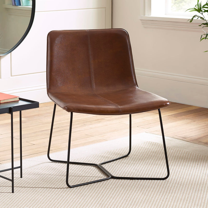 Joren PU Leather Accent Chair - Brown - Main Image