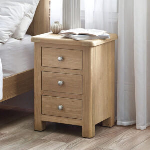 Cassandra Limed Oak 3 Drawer Bedside