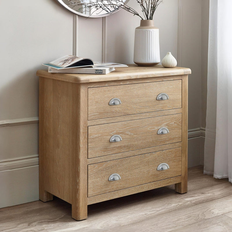 Memphis Limed Oak 3 Drawer Chest - Main Image