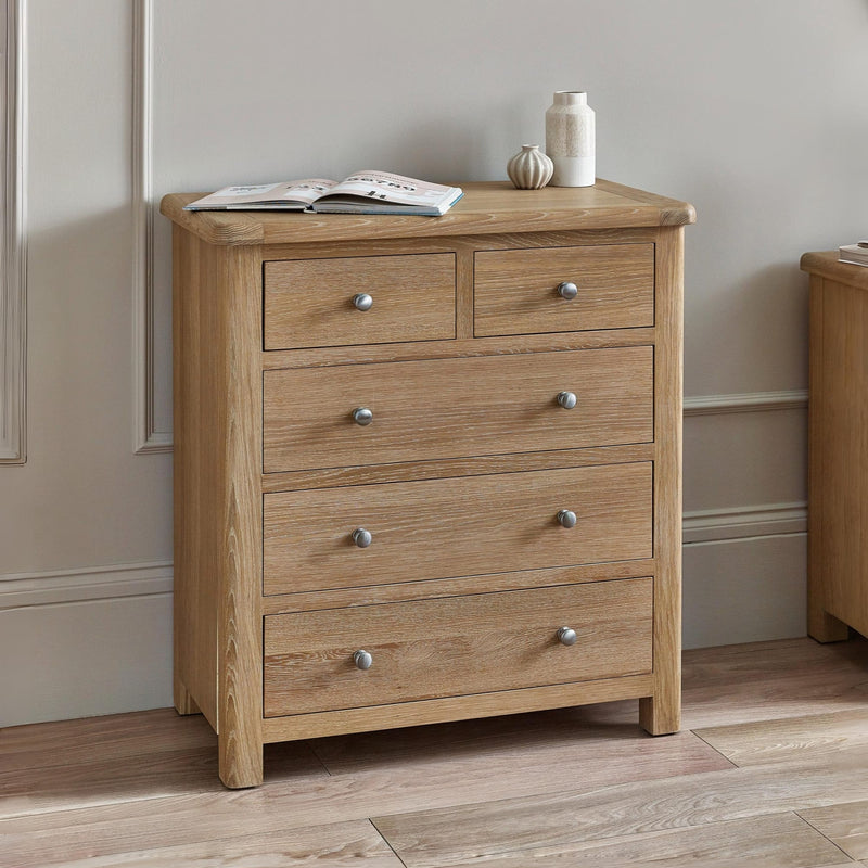 Memphis Limed Oak 3 + 2 Drawer Chest - Main Image