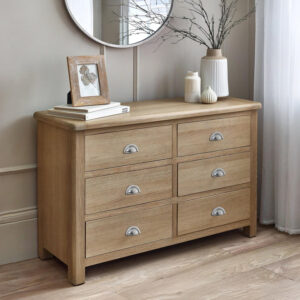 Cassandra Limed Oak 6 Drawer Wide Chest