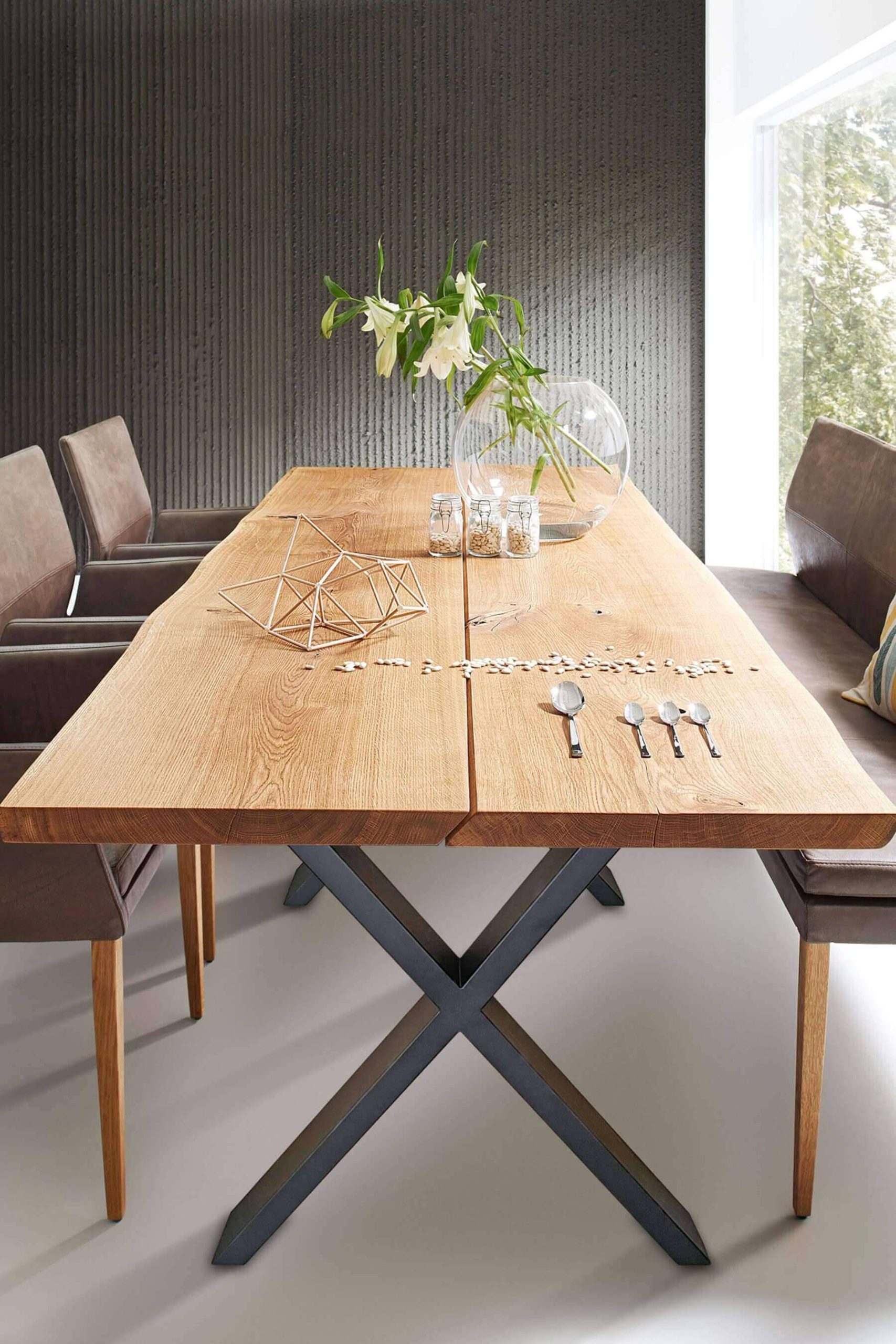 Nature Art Dining Table H (X – Shaped Leg, 4 x 10 cm) - Main Image