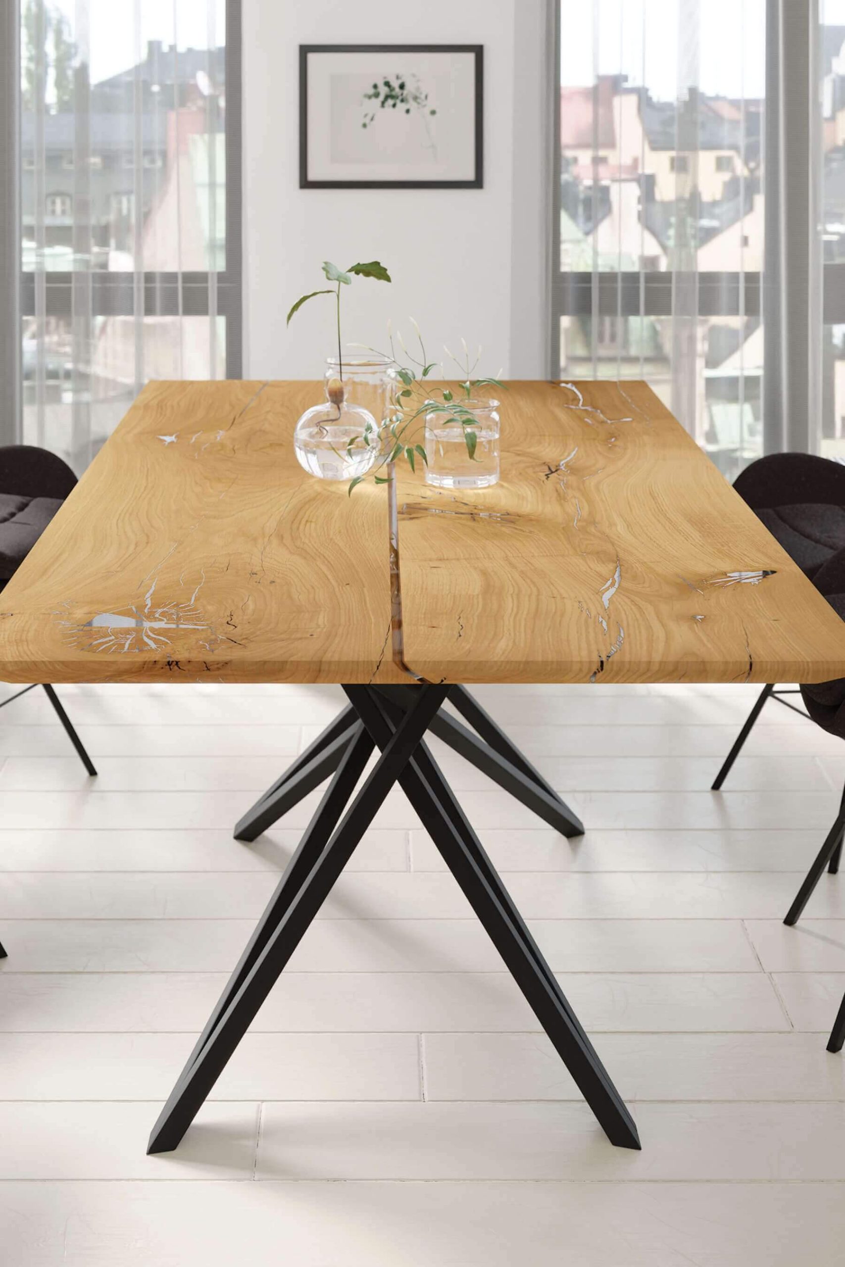 Nature Art Dining Table Q (Metal Leg) - Main Image