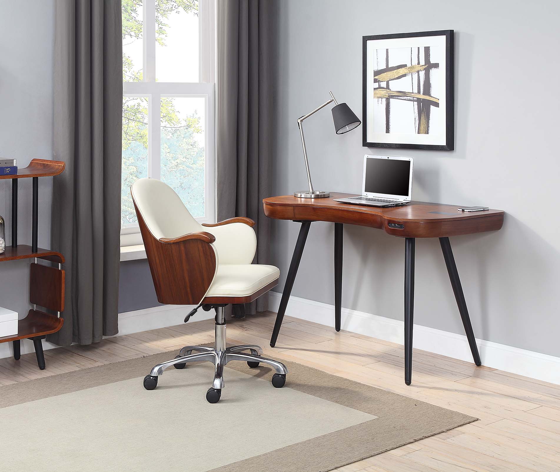 San Francisco Walnut Smart Charging/Bluetooth Desk + Chair - Main Image