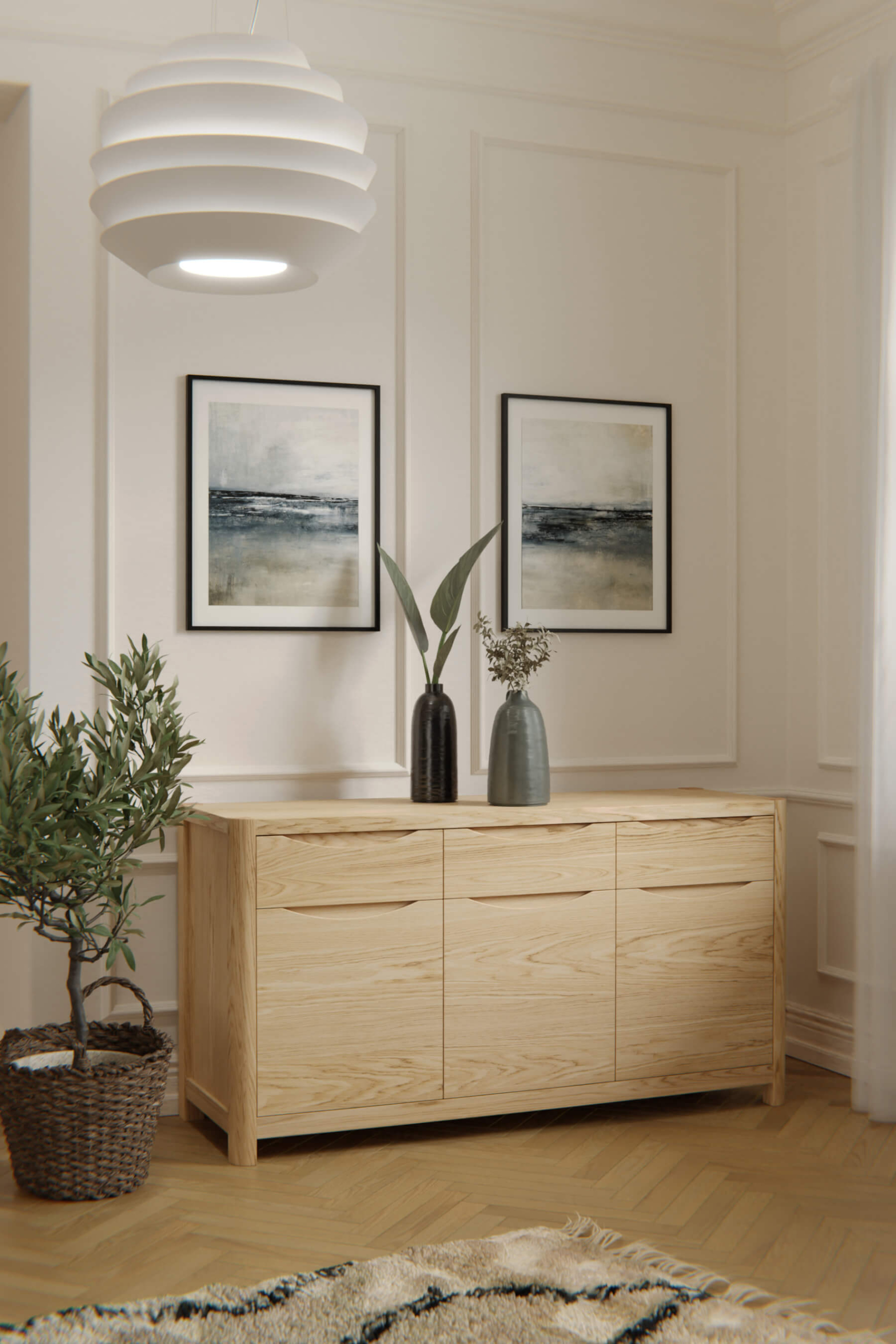 Stockholm 3 Door Sideboard (Oak) - Main Image