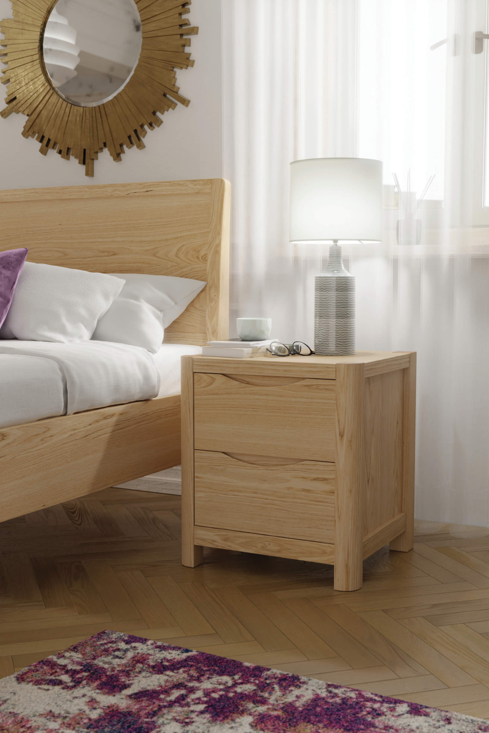 Stockholm 2 Drawer Bedside Table (Oak) - Main Image