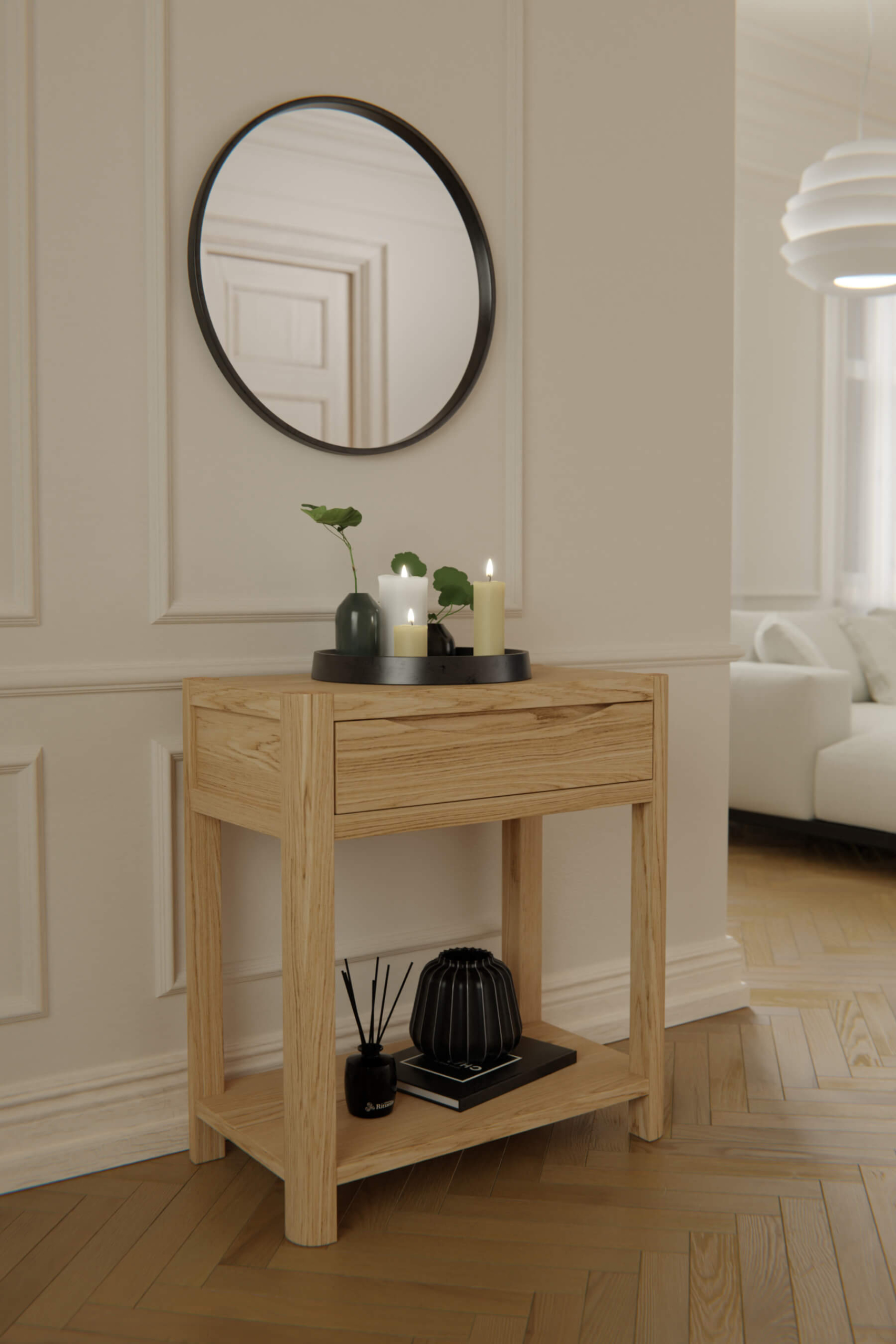 Stockholm 1 Drawer Hall Table (Oak) - Main Image