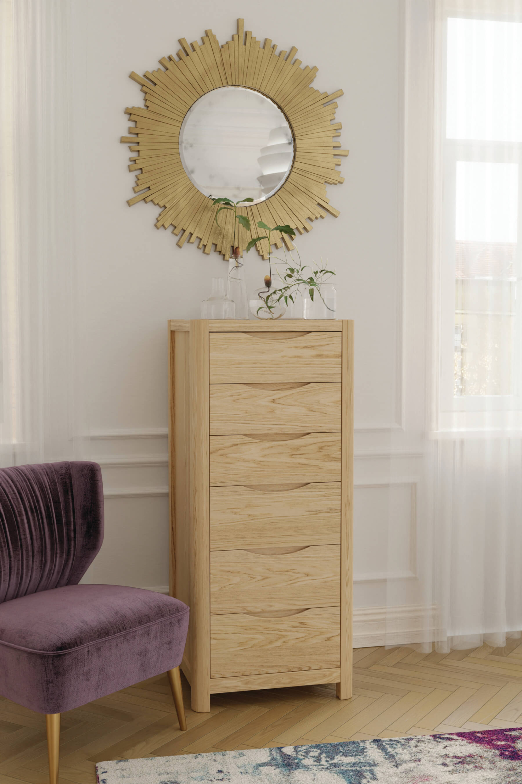 Stockholm Tall 6 Drawer Chest (Oak) - Main Image