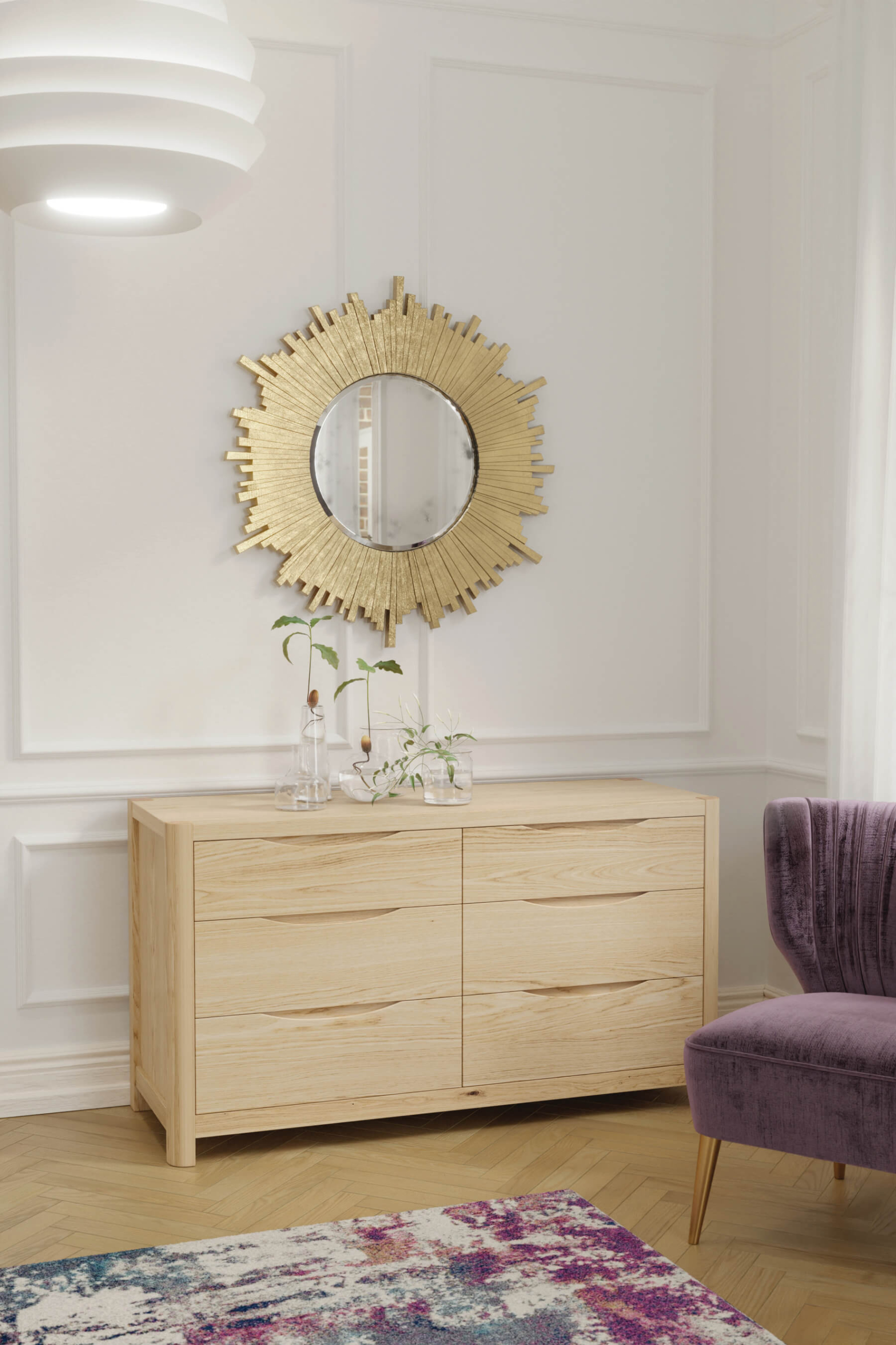 Stockholm Wide 6 Drawer Chest (Oak) - Main Image