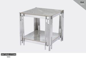 Vannes – End Table Sintered Stone And Stainless Steel