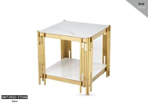 Vannes – End Table Sintered Stone And Gold