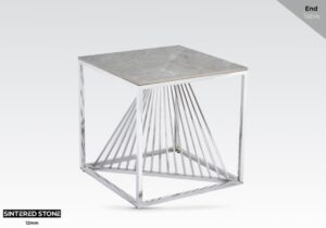 Belgravia – End Table Sintered Stone And Stainless Steel