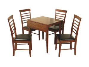 Colmar – Square Dropleaf Dining Set Dark (4 Chairs) Kd