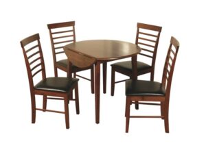 Colmar – Round Dropleaf Dining Set Dark (4 Chairs) Kd