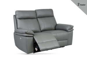 Rimini – 2 Seater Electric Recliner Leather Dark Grey