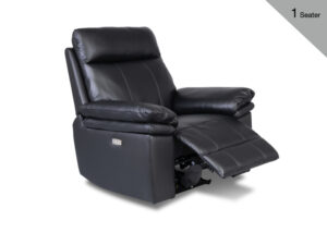 Rimini – Armchair Electric Recliner Leather Black⇥