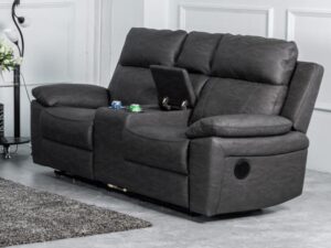 Harlow – 2 Seater Electric Dark Grey With Console