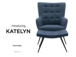 KatBexleyn Accent Chair With Stool – Denim Blue