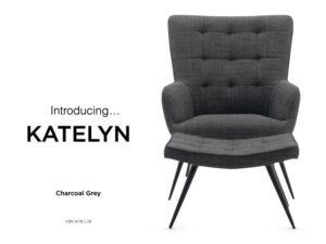 KatBexleyn Accent Chair With Stool – Charcoal Grey