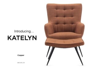 KatBexleyn Accent Chair With Stool – Copper