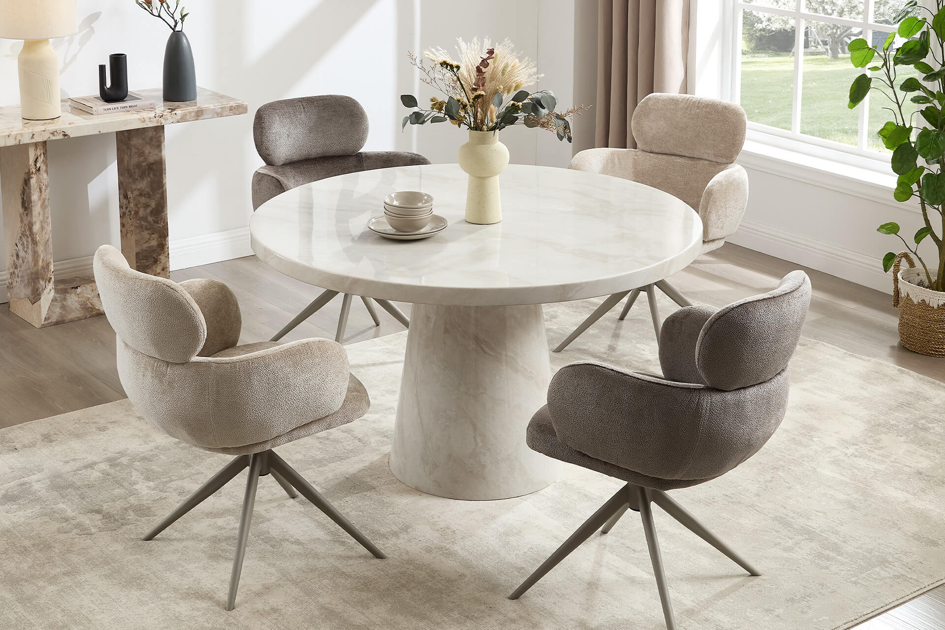 Apollo Round Dining Table 1300 Taupe - Main Image