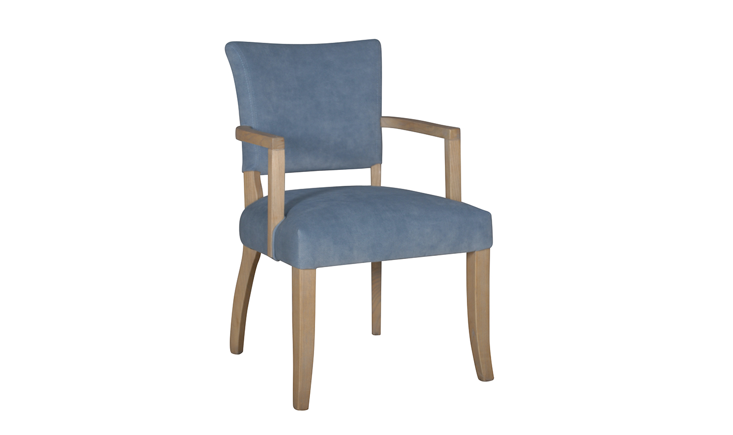 Duke Velvet With Arms Dining Chair Blue - Main Image