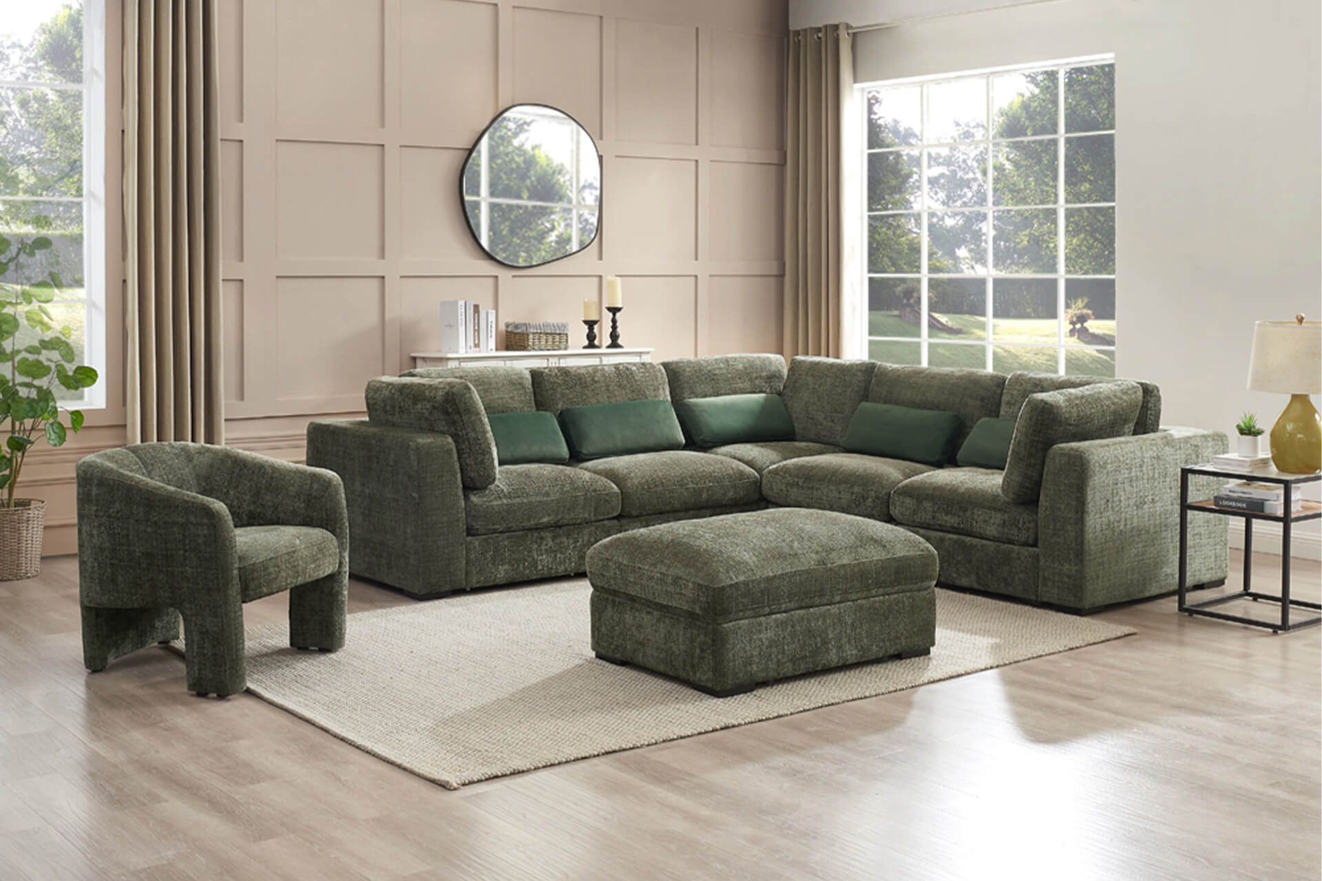 Humphrey Corner Arm Sectional Green - Main Image