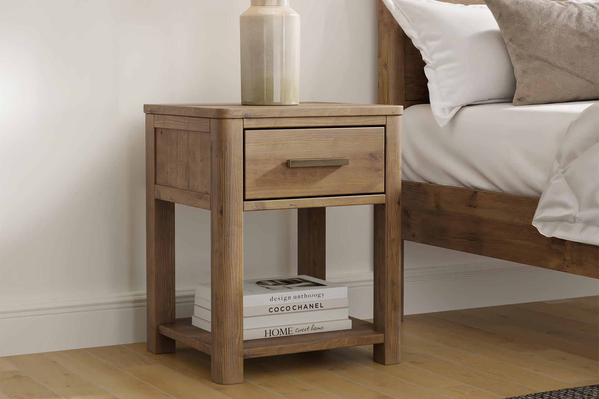 Inola 1 Drawer Bedside Table Cashew - Main Image