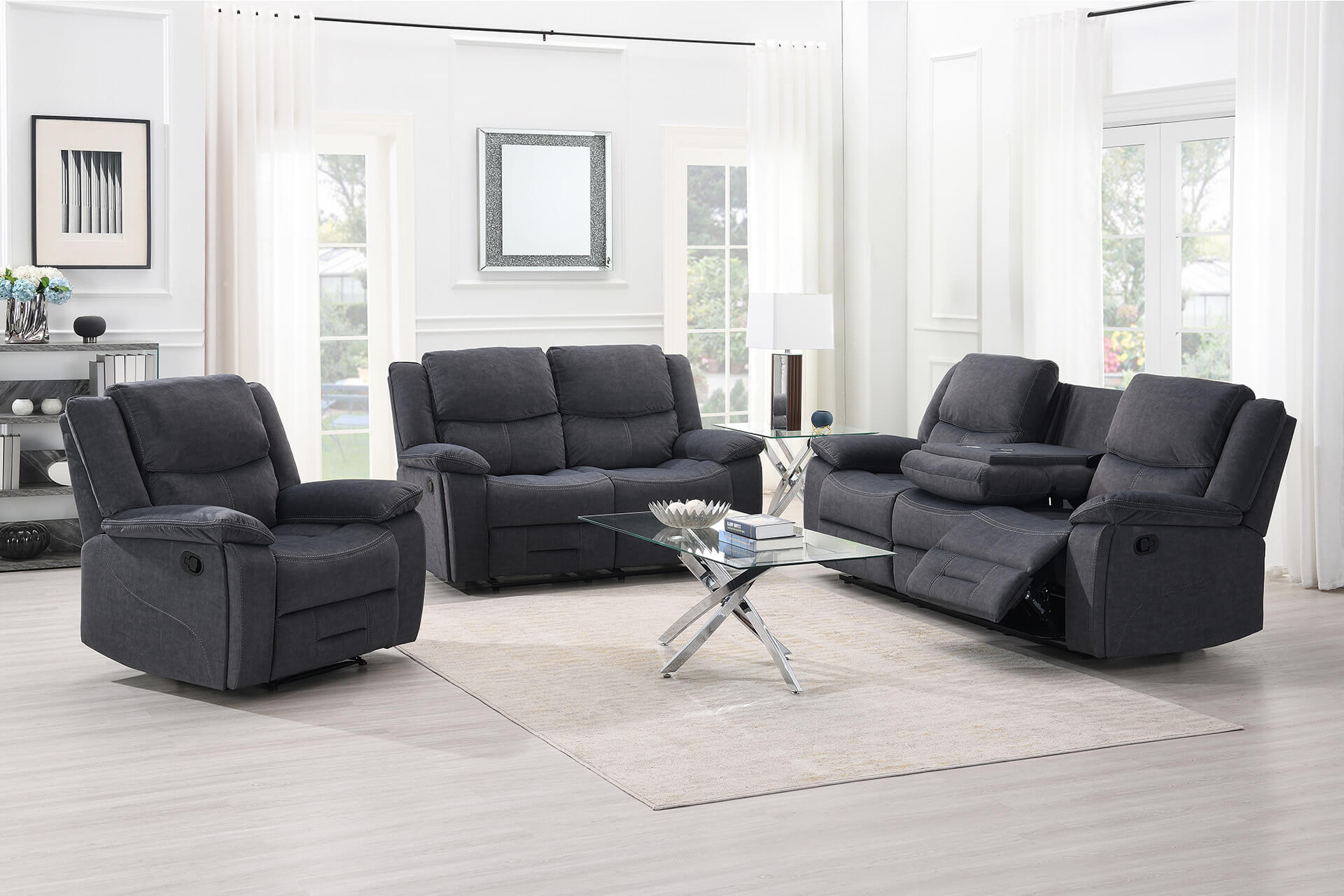 Klayton 1 Seater Manual Recliner Charcoal - Main Image