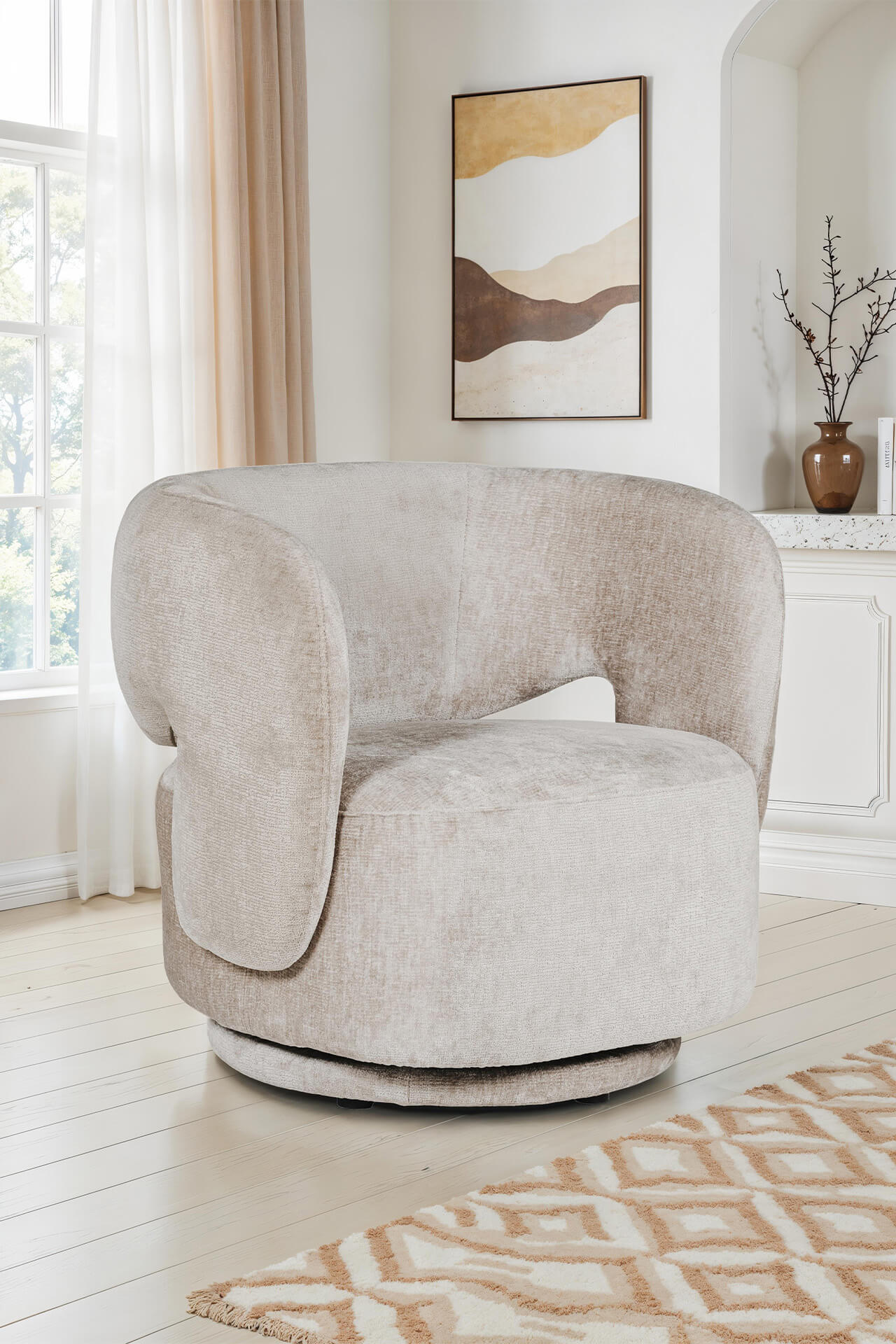 Koa Swivel Accent Chair Mink - Main Image