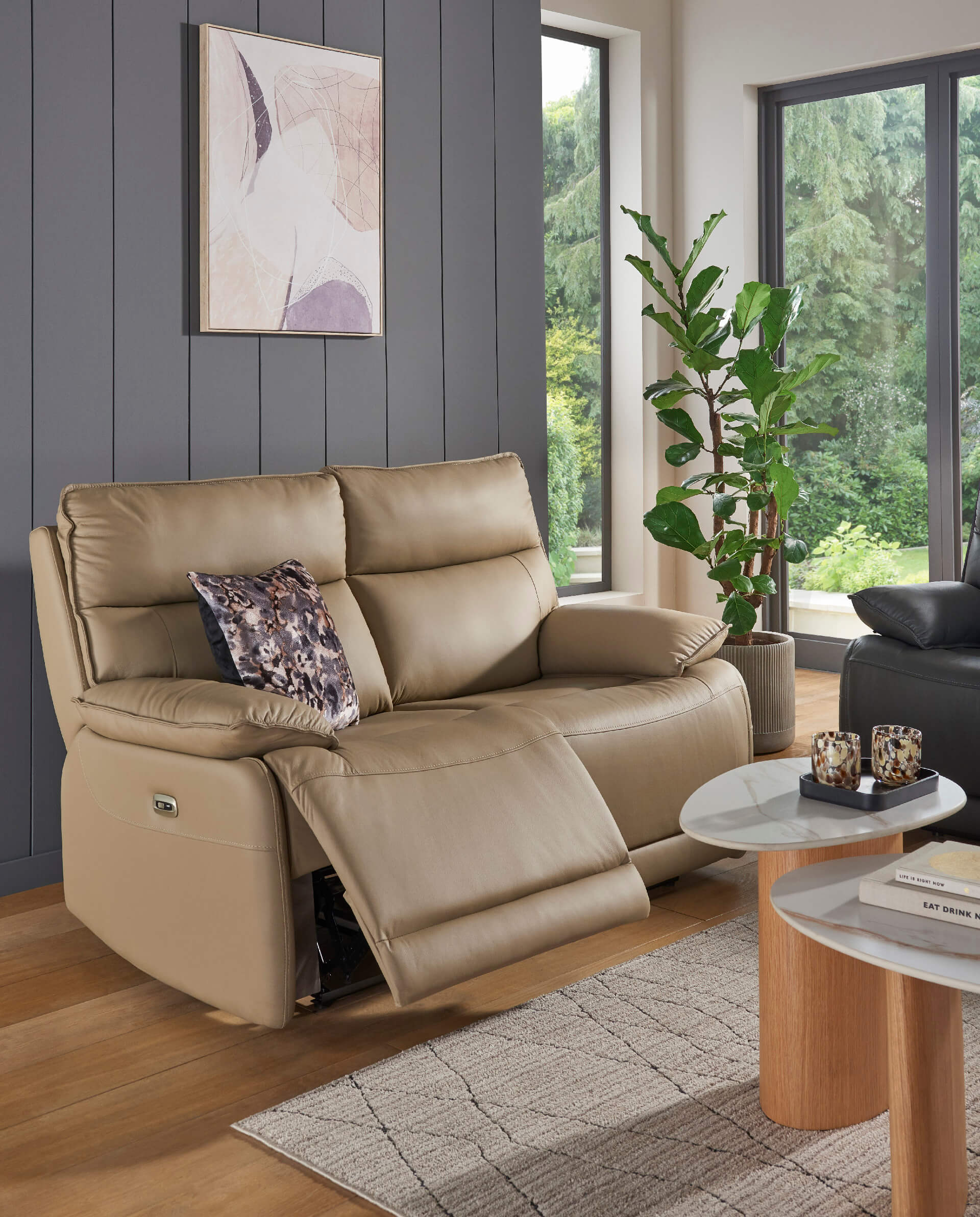 Lugo 2 Seater Electric Recliner Latte - Main Image