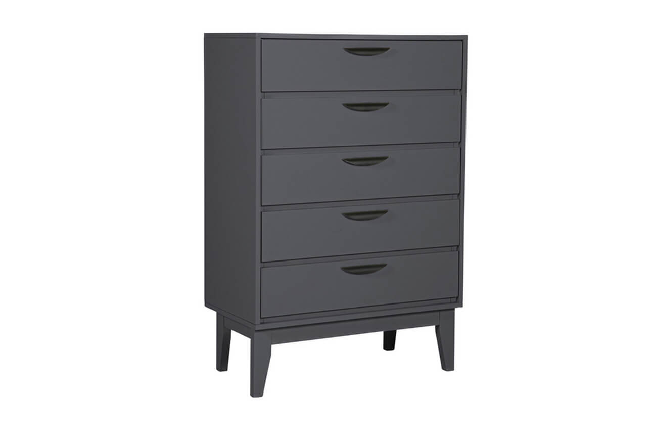 Luna Chest of Drawers 5 Drawer Dark Grey - Main Image