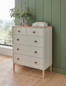 Penelope Medium 5 Drawer Chest of Drawers Taupe