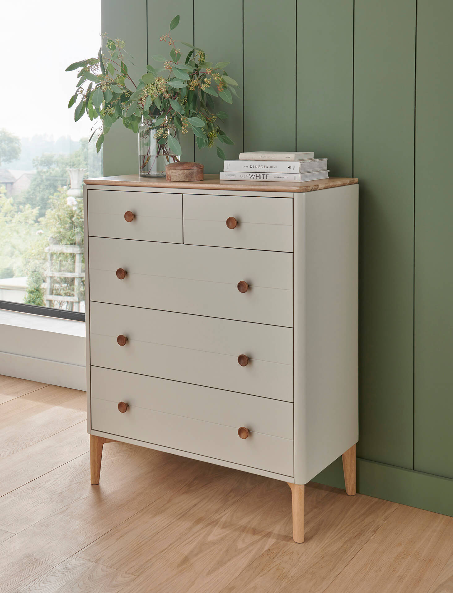 Marlow Medium 5 Drawer Chest of Drawers Taupe - Main Image