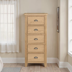 Raffaella 5 Drawer Narrow Chest Natural Oak