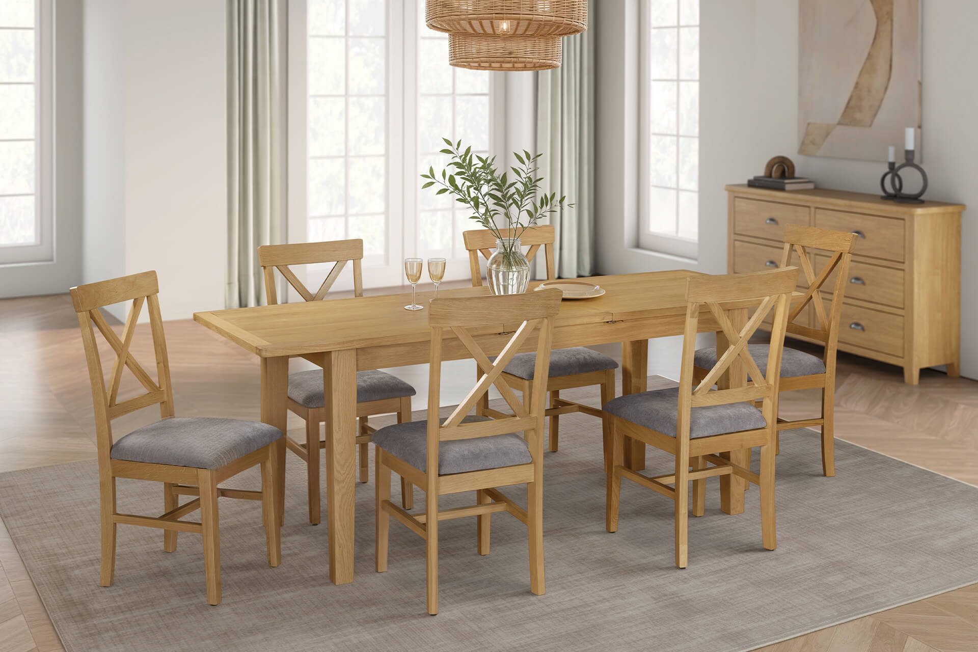 Marsden Extending Dining Table 1600/2000 Natural Oak - Main Image