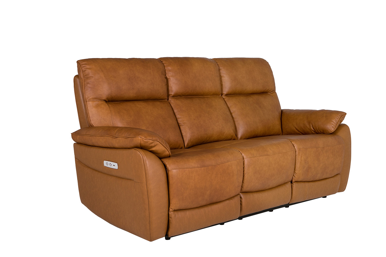 Nerano 3 Seater Electric Recliner Tan - Main Image