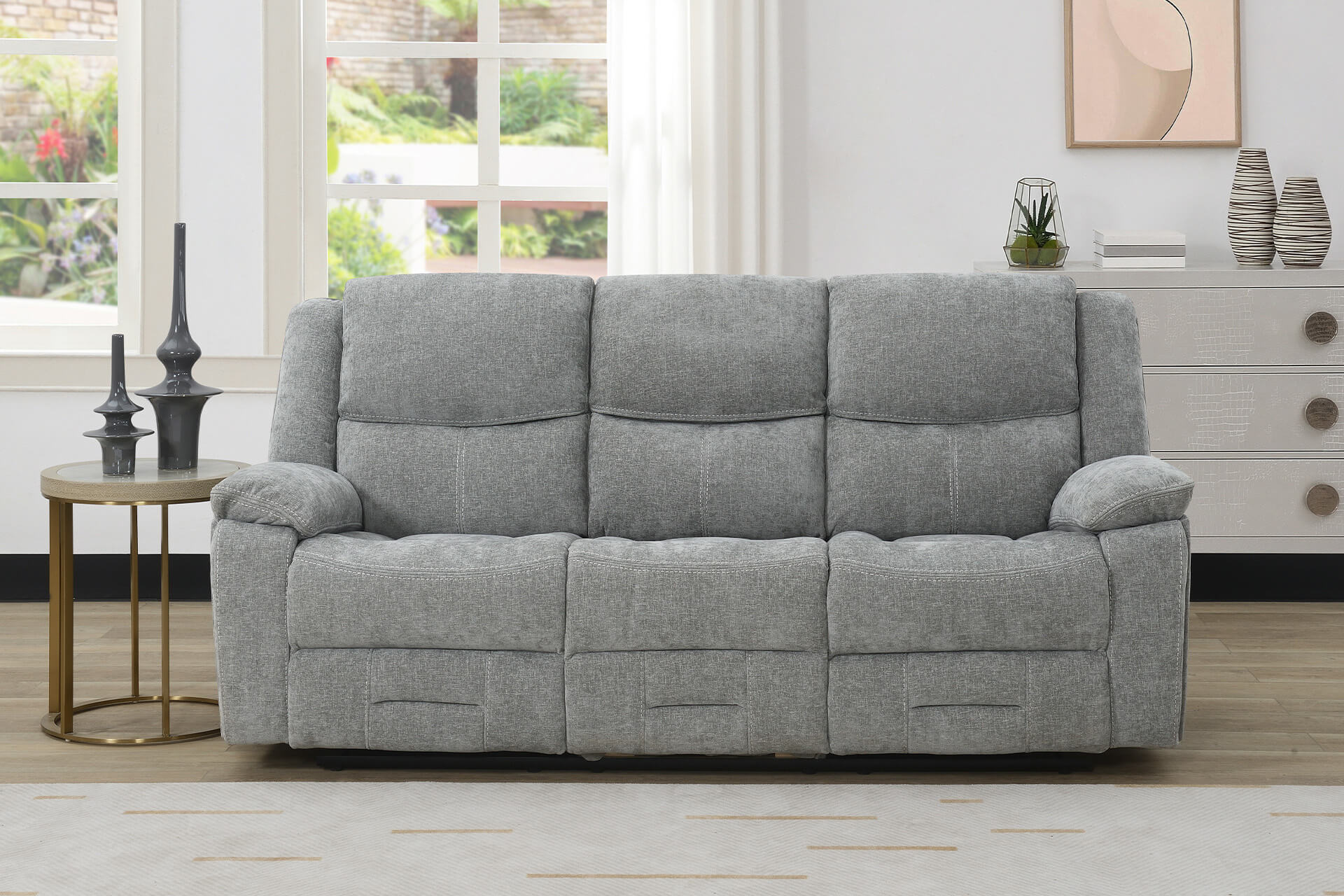 Weston 3 Seater Manual Recliner Grey - Main Image