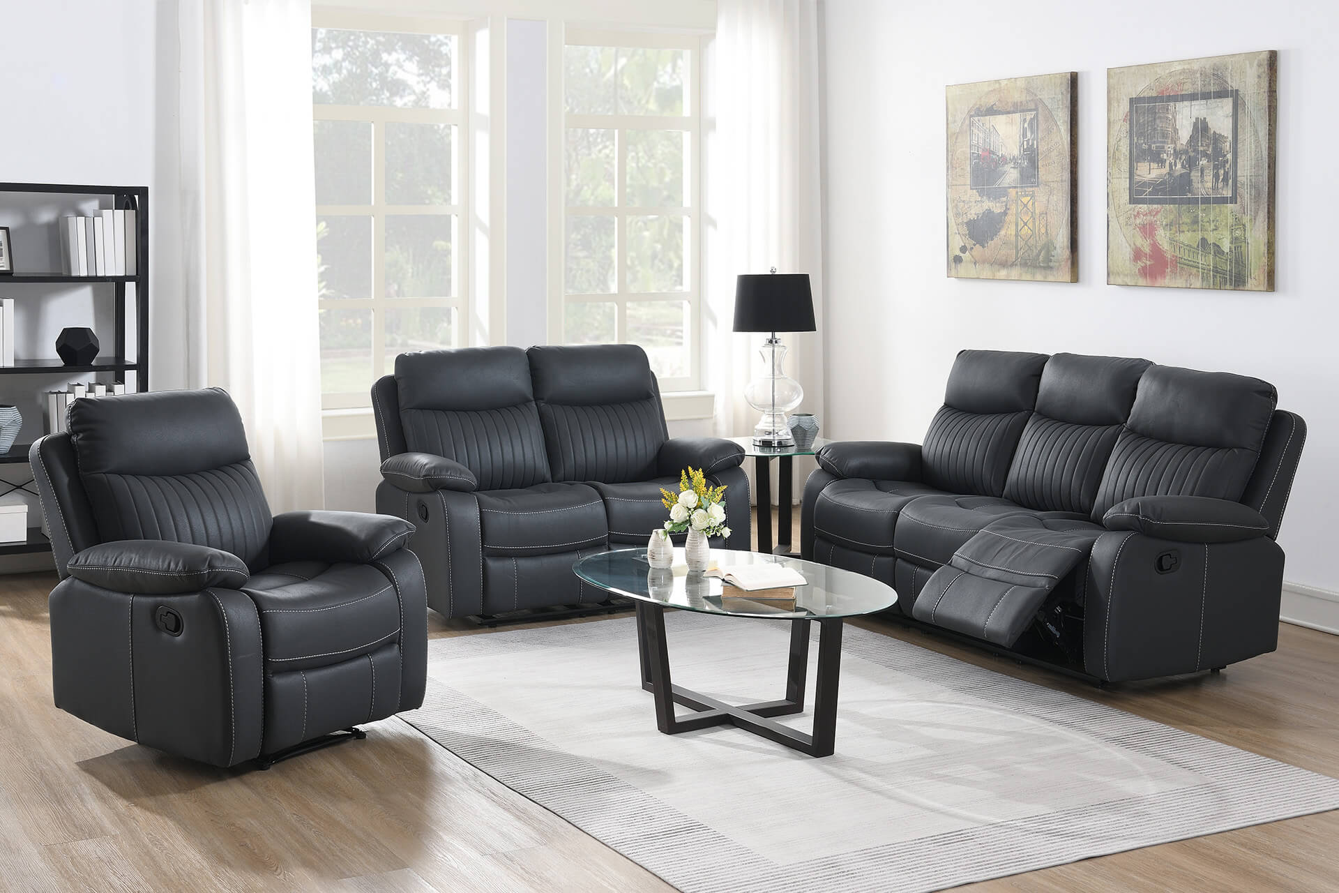 Barkley 3 Seater Manual Recliner - Dark Grey Match - Main Image