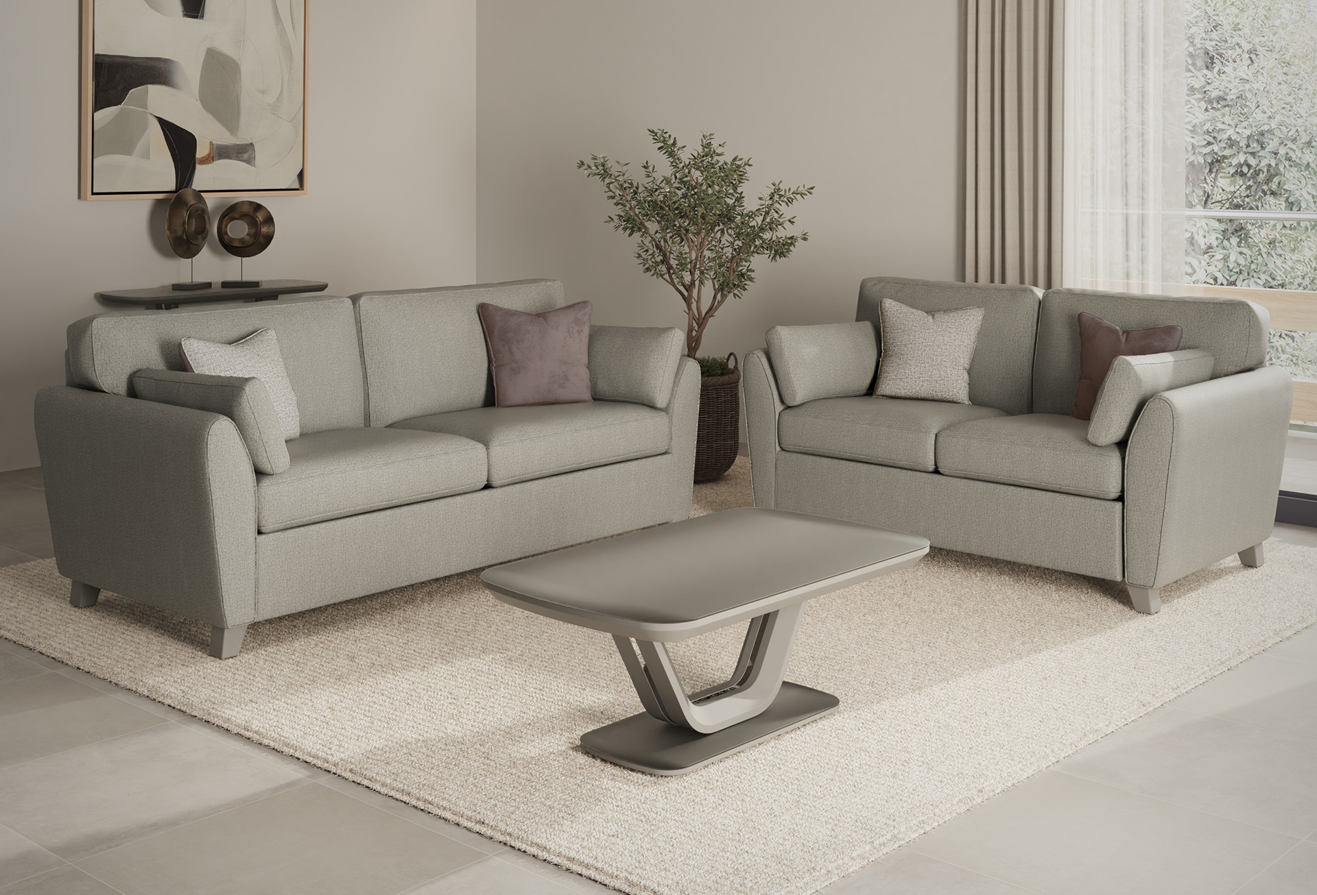 Cantrell 3 Seater Sofa Light Grey - Main Image