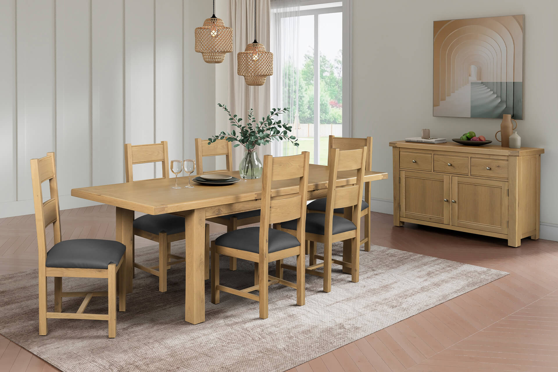 Delaney 1200/1650 Extending Dining Table Oak - Main Image