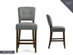 Nantes – Counter Stool – Grey Fabric Dark Oak