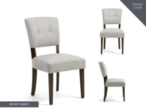 Nantes – Dining Chair – Beige Fabric Dark Oak