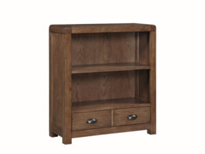 Evora – Dark Oak Low Bookcase With 2 Drawer