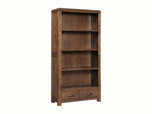 Evora – Dark Oak High Bookcase With 2 Drawer