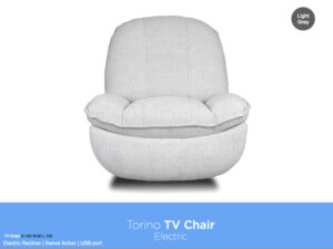 Zaragoza – Electric Swivel TV Chair – Light Grey Fusion