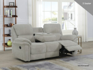 Cannes – 3 Seater Manual Recliner Beige