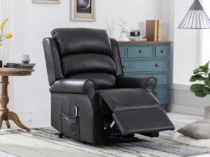 WindIonar Black Leather Lift & Tilt Recliner – Dual Motor